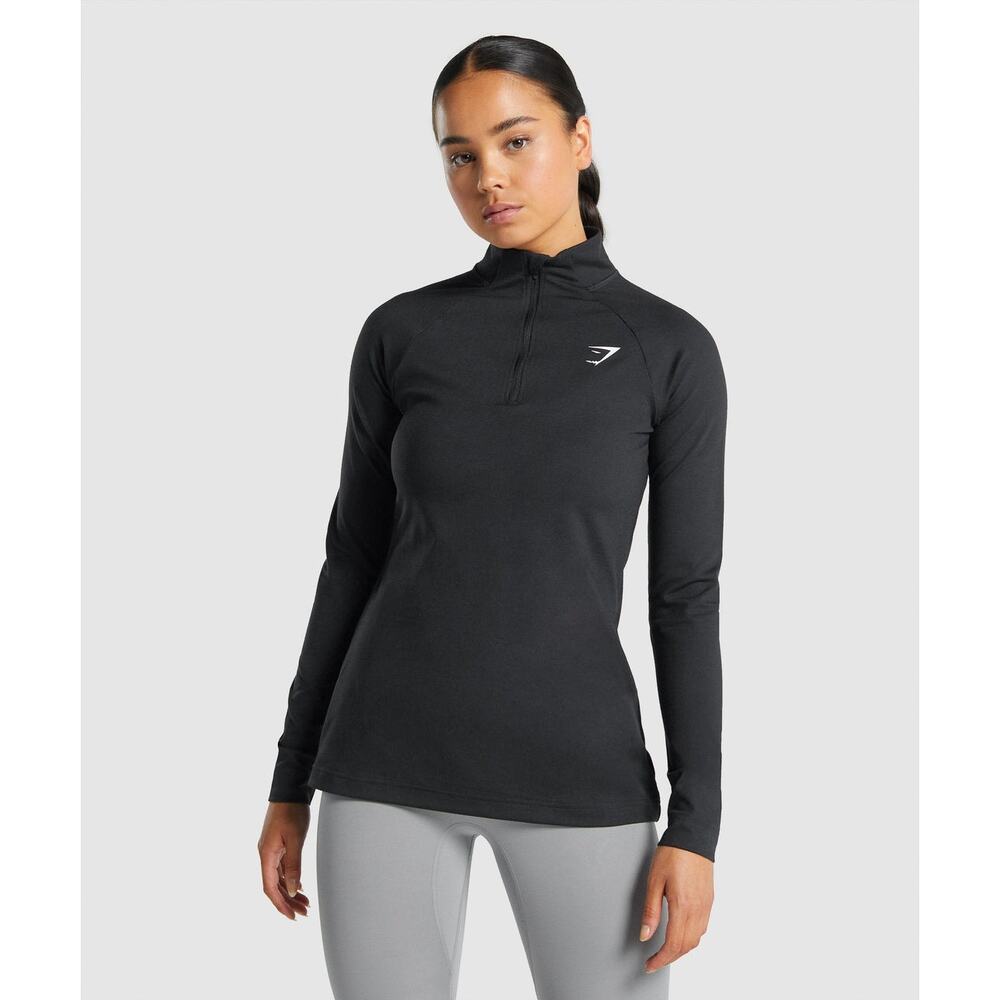 Gymshark Training ¼ Zip Jacket Women’s M • Black Slim Fit Activewear Pullover